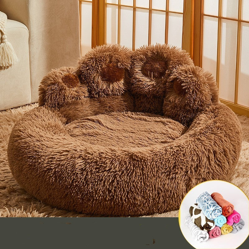 Fleece-Lined Kennel Sofa Bed for Pets