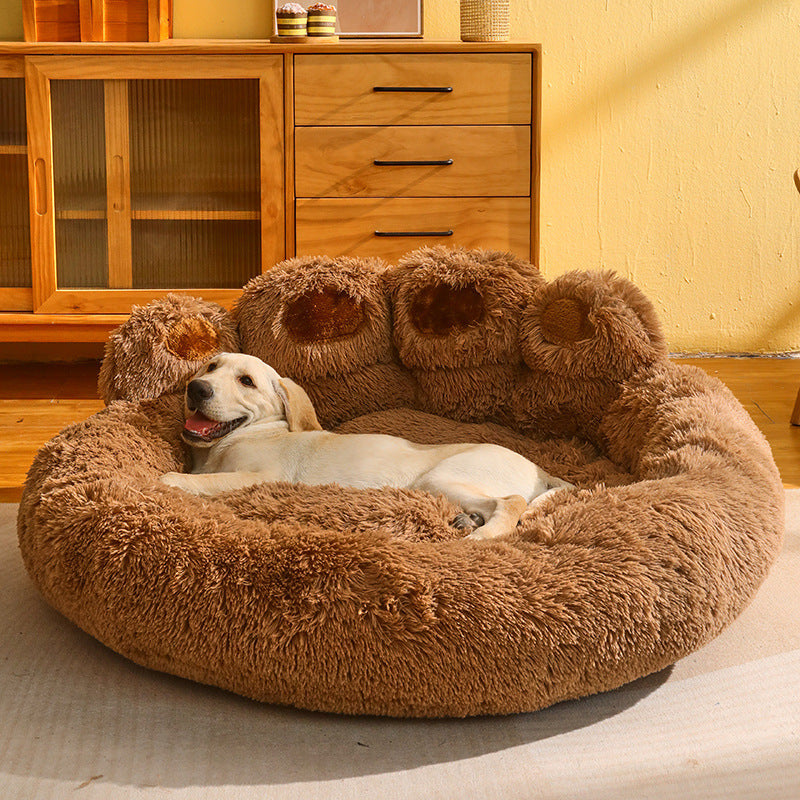 Fleece-Lined Kennel Sofa Bed for Pets